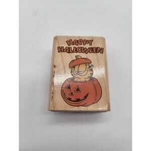 Rubber Stampede Garfield Pumpkin A531-D Wood Mount Rubber Stamp Halloween Fall